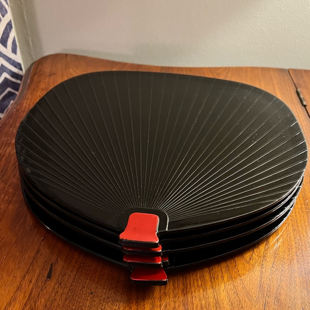 Black lacquerware sushi serving platter plate The Haldon Group from Japan set 5
